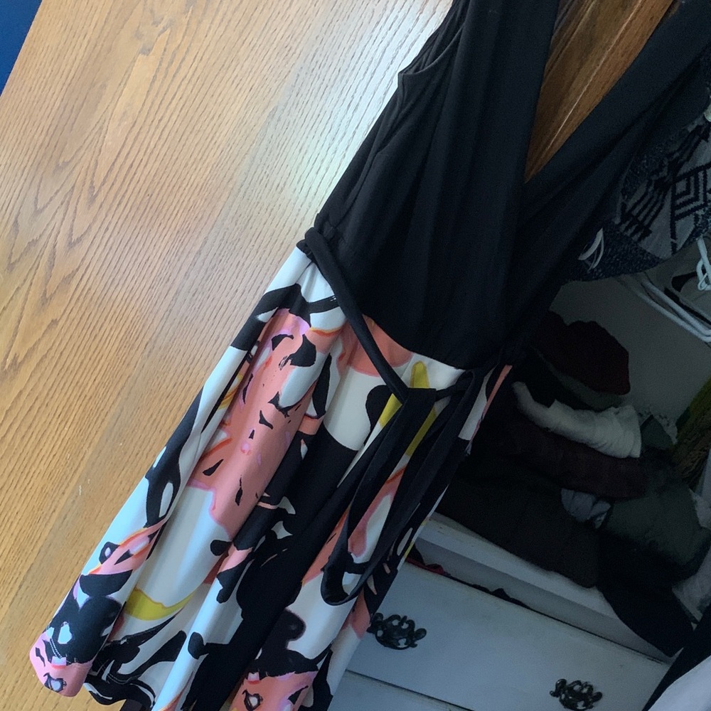 Dress Barn Black and Pink Midi Dress